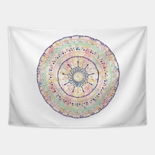 Whimsical watercolor tribal doodles mandala Tapestry