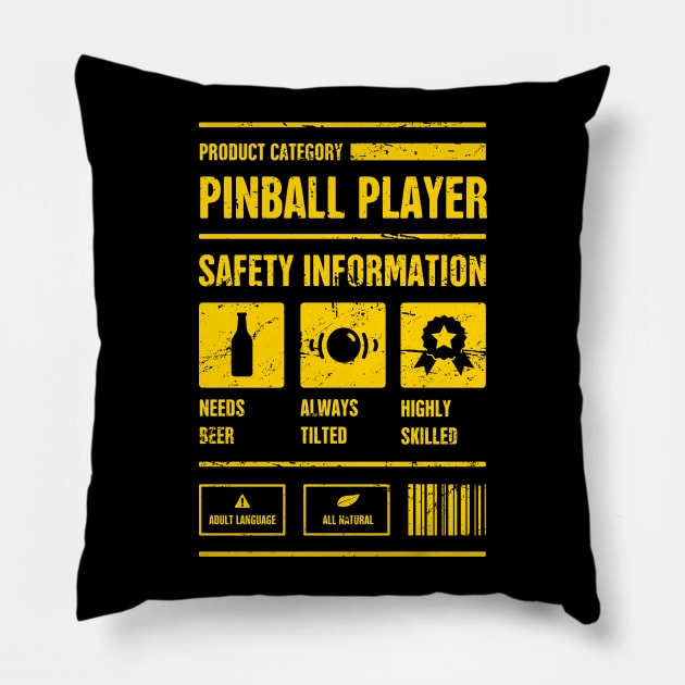 Pinball Player Safety Information Pillow by MeatMan