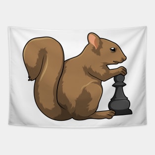 Squirrel at Chess with Chess piece Bishop Tapestry