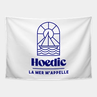 Hoedic the sea is calling me - Brittany Morbihan 56 Sea Holidays Beach Tapestry