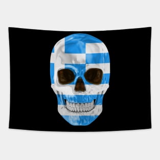 Greece Flag Skull - Gift for Greek With Roots From Greece Tapestry