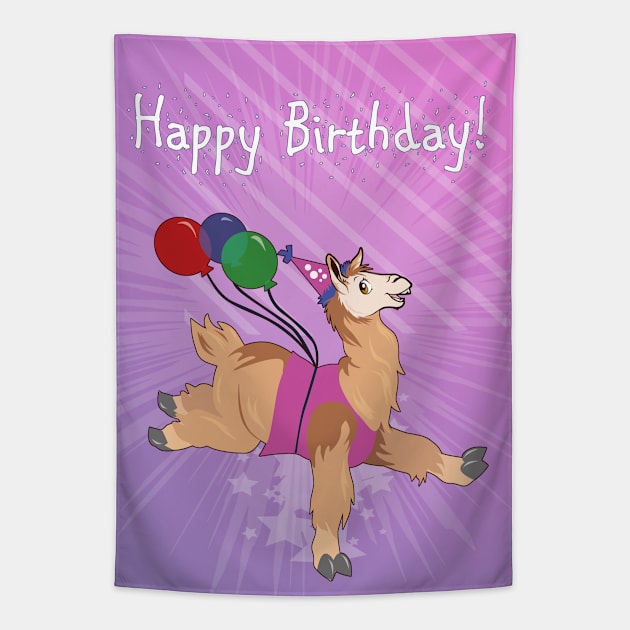 Happy Birthday Llama Tapestry by SakuraDragon