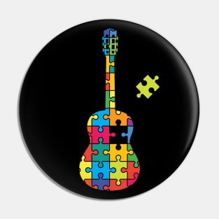 Color Puzzle Classical Guitar Silhouette Pin