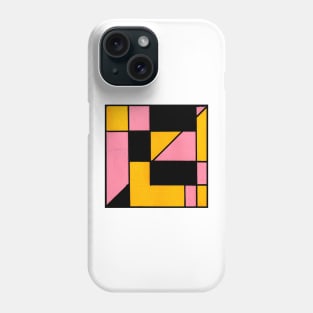 Pink Yellow Black Geometric Abstract Acrylic Painting Phone Case