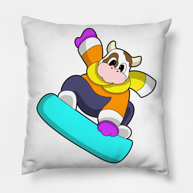 Cow at Snowboarding with Snowboard Pillow by Markus Schnabel