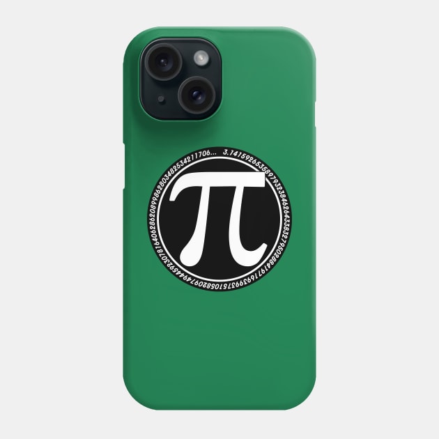 Round Pi symbol White on Black mod long Pi Greek Phone Case by Lefteris