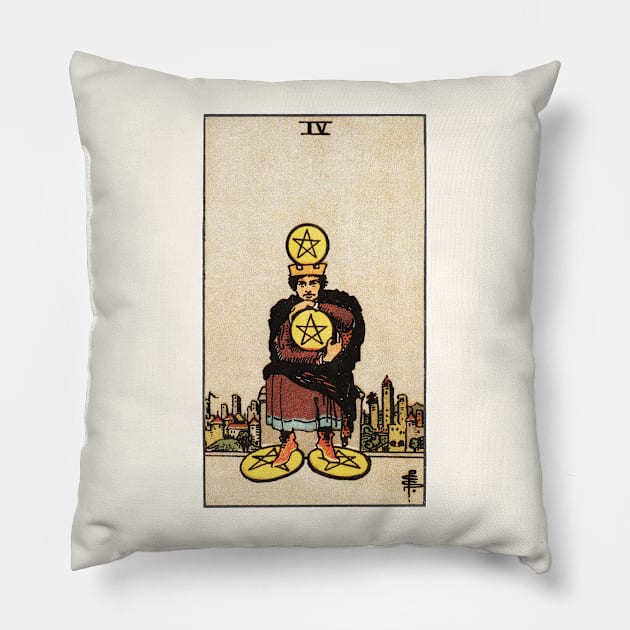 FOUR OF PENTACLES Pillow by WAITE-SMITH VINTAGE ART