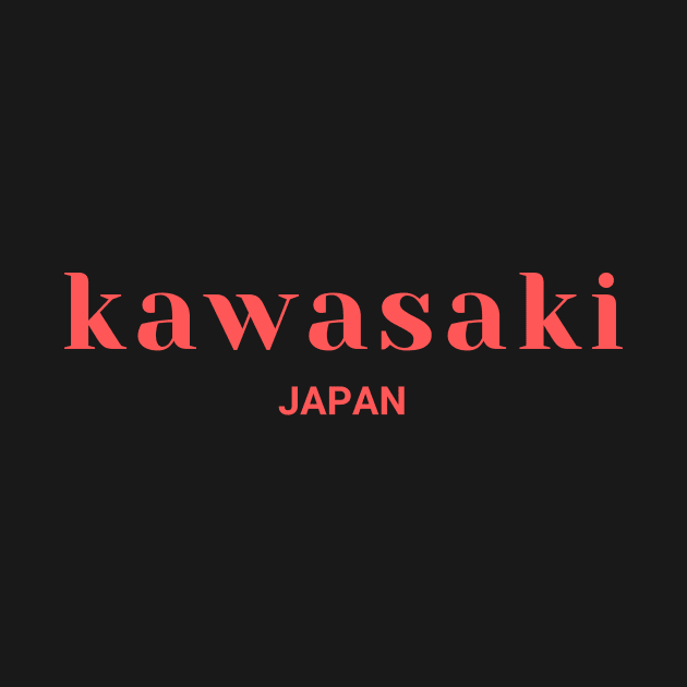 Kawasaki Japan Simple Text Red Design by yourstruly