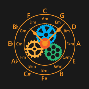 Circle of Fifths Mechanical Clock Style Warm Orange T-Shirt