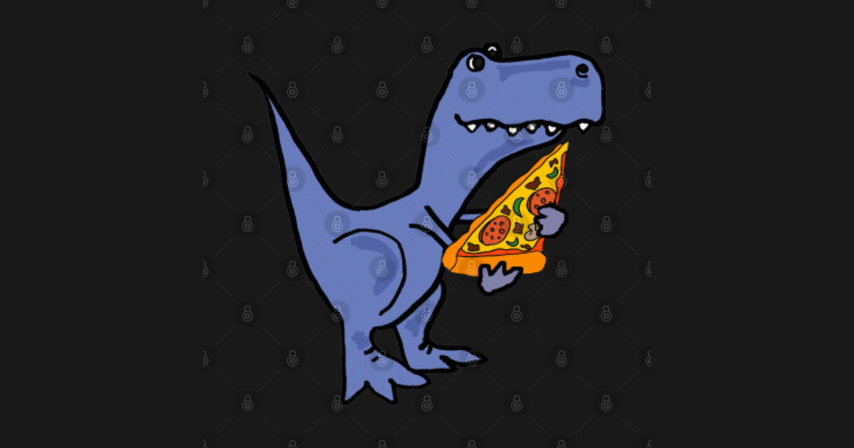 Funny T-rex Dinosaur eating Pizza - Pizza - T-Shirt | TeePublic