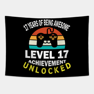 Happy Birthday Gamer 17 Years Of Being Awesome Level 17 Achievement Unlocked Tapestry