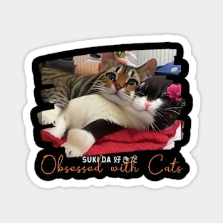 Obsessed with Cats (two cuddling kitties) Magnet