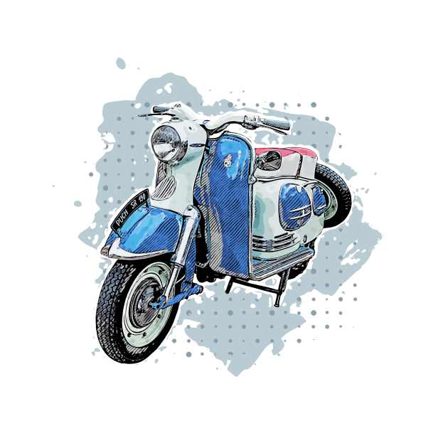 Motorcycle in blue by Montanescu