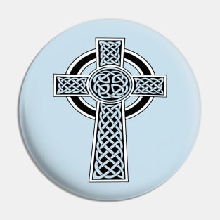 Ornamental Celtic High Cross Decorative Knotwork Black and White Pin