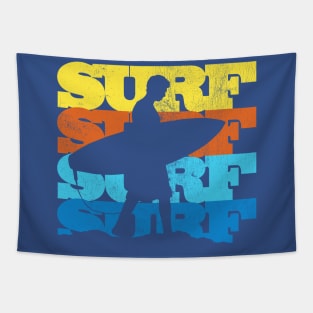 Surf Surf Surf Vintage Retro Surfer Sunset Tapestry