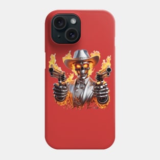 Flaming Skeleton Cowboy by focusln Phone Case