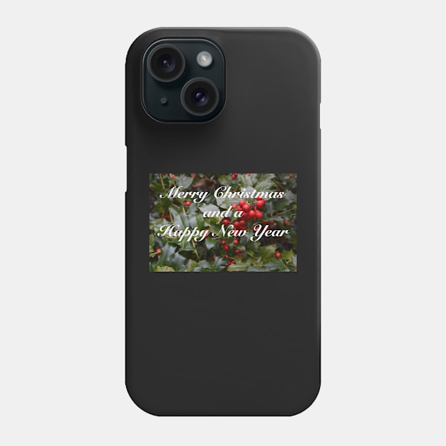 Merry Christmas Holly Berries Card Phone Case by seacucumber