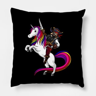 Pirate Captin Riding Magical Unicorn Funny Pillow