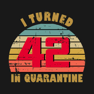 42nd Birthday Gift For Him and Her I Turned 42 In Quarantine T-Shirt