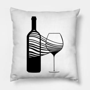 Sommelier motif - wine glass and wine bottle Pillow