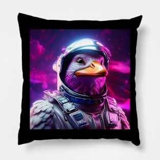 Vaporwave Retrowave Synthwave Duck Astronaut Space Fantasy Illustration Pillow