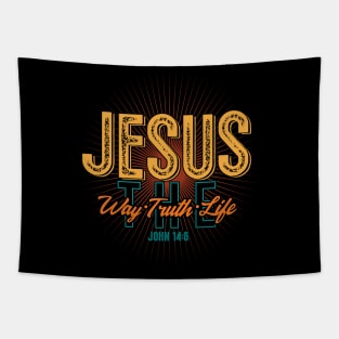 Bible Verse  Jesus The Way Truth Life Christian Tapestry