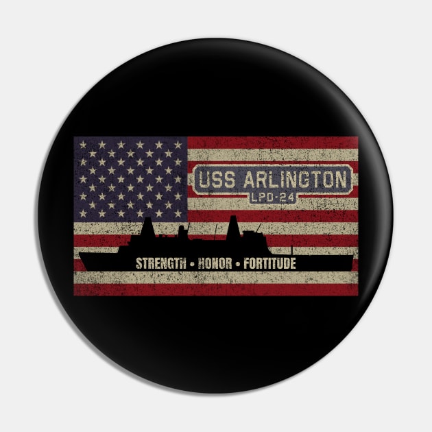 Arlington LPD-24 Amphibious Transport Dock Vintage USA American Flag Gift Pin by Battlefields