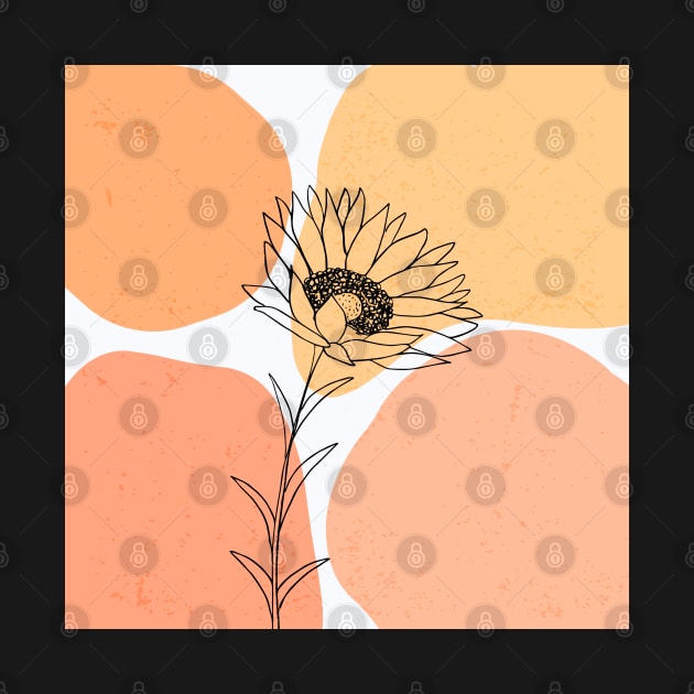 One Line Art Sunflower by ArunikaPrints