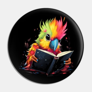 Cockatiel Reads Book Pin