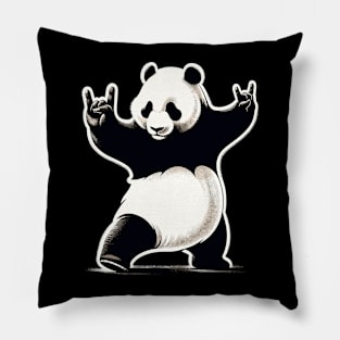 Retro Panda Rock Music Gift Funny Panda Pillow