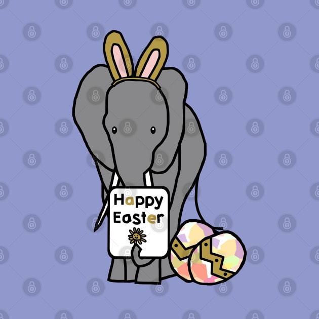 Happy Easter Bunny Ears on an Elephant by ellenhenryart