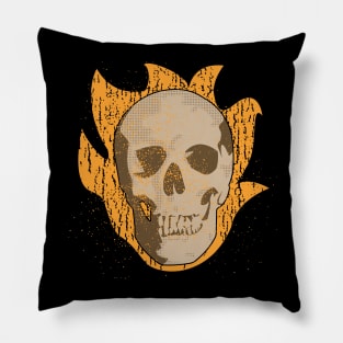 Flaming Skull Ghost Rider Vintage Pillow