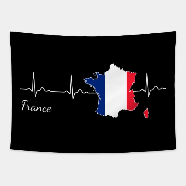 France Heartbeat ECG Gift Tapestry by JeZeDe