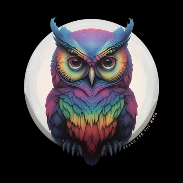 Awesome Rainbow Night Owl design by MarikoArt