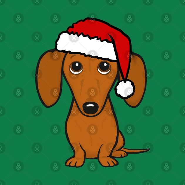 Dachshund Wearing A Santa Hat Cute Wiener Dog Christmas by Coffee Squirrel