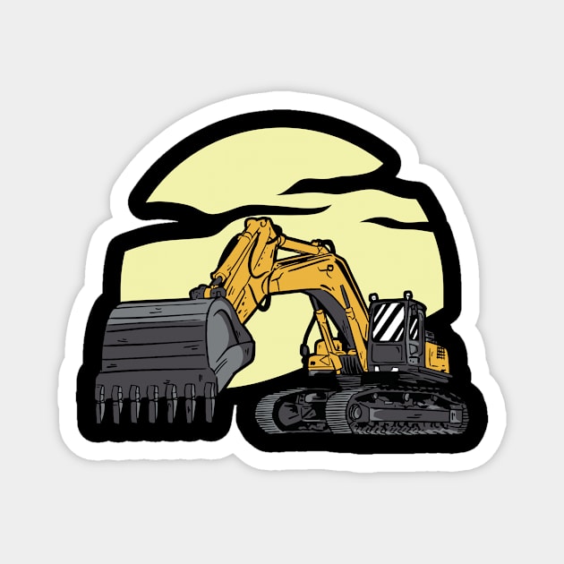 Cartoon Excavator I Kids I Construction Site I Excavator Magnet by Shirtjaeger