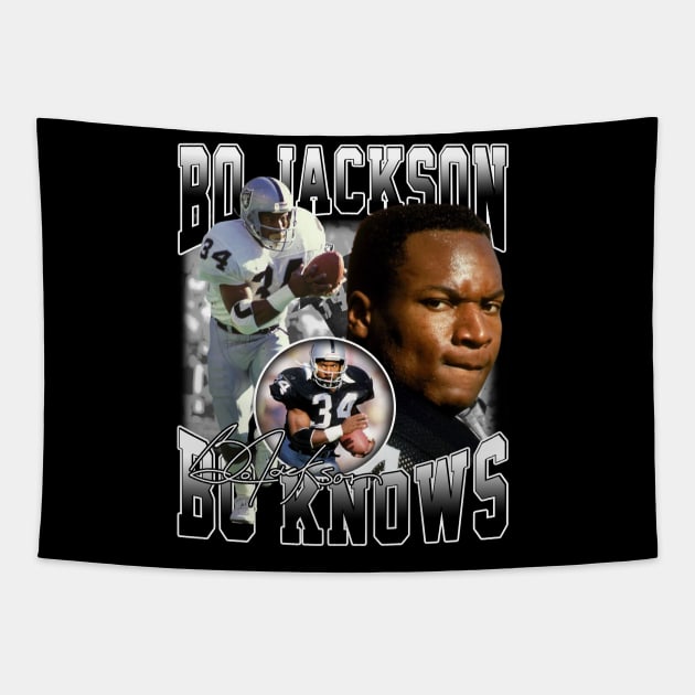 Bo Jackson Bo Knows Signature Vintage Legend Baseball Football Bootleg Rap Graphic Style Tapestry by Koch Sean