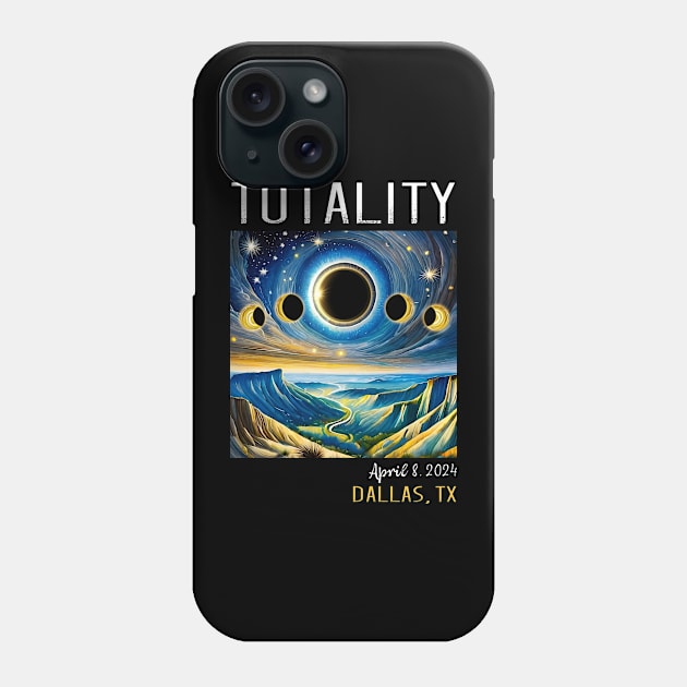 Total Solar Eclipse April 8, 2024 Dallas Texas Phone Case by obodo