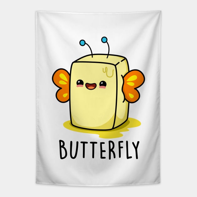 Butterfly Cute Butter Pun Tapestry by punnybone