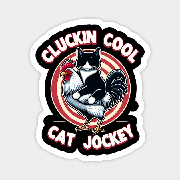 Tuxedo Cat On A Chicken Magnet by AlishaAycha