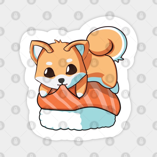 Shiba Salmon Sushi T-Shirt Magnet by Myanko