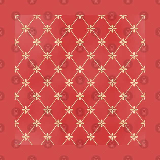Gold Foil Floral Lattice - Red by Yirisoft