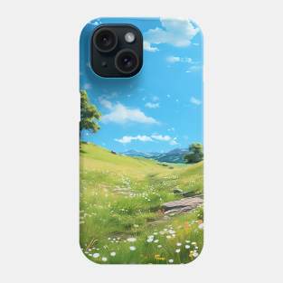 grassy hillside surrounded by dense vegetation Phone Case