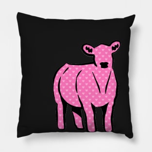 Pink Hearts Cow Silhouette  - NOT FOR RESALE WITHOUT PERMISSION Pillow