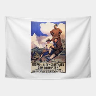 LODEN ALPEN SPORTS HOTEL for Tourists 1905 Vintage German Travel Advertisement Tapestry