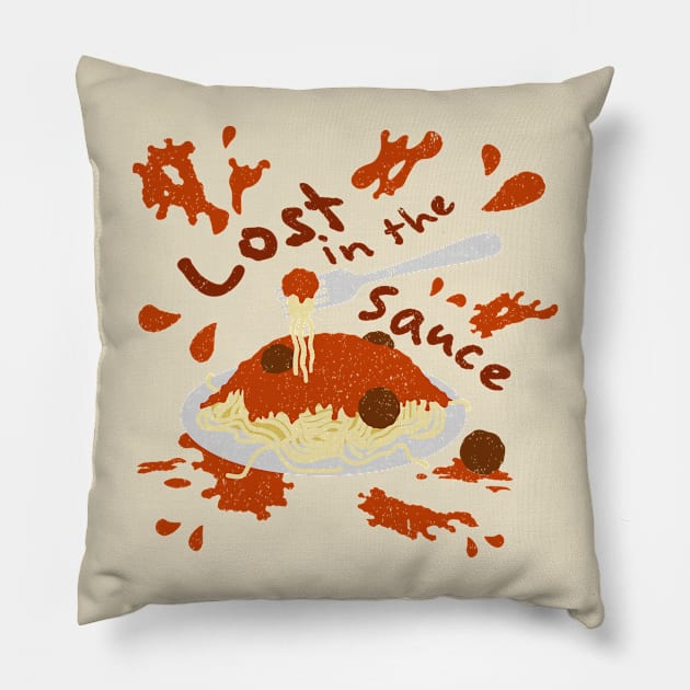 Lost in the Spaghetti Sauce Pillow by Hello Emu Design