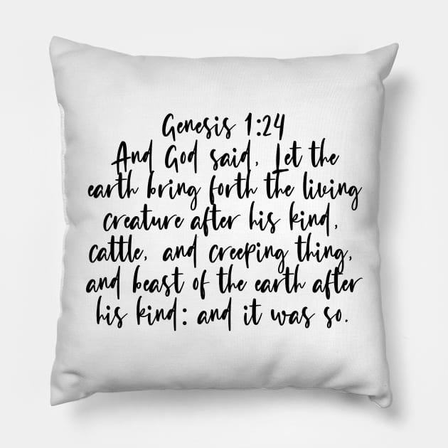 Genesis 1:24 Bible Verse Pillow by Bible All Day 