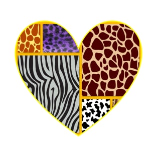 Love Heart Shape Jungle Print Design T-Shirt