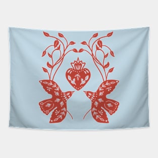 red birds and heart Tapestry