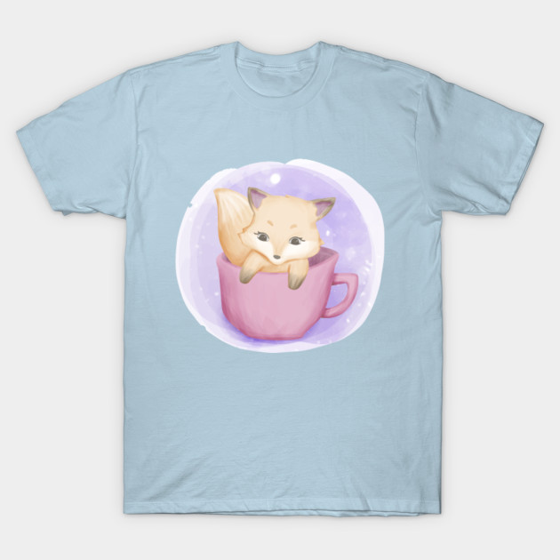 Disover Adorable Baby Fox in a Tea Cup - Adorable Baby Fox - T-Shirt